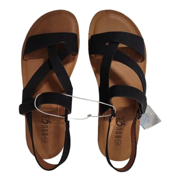 NWT‎ Rouge Helium Strappy Flat Sandal in Black - Size 7 - Picture 1 of 5